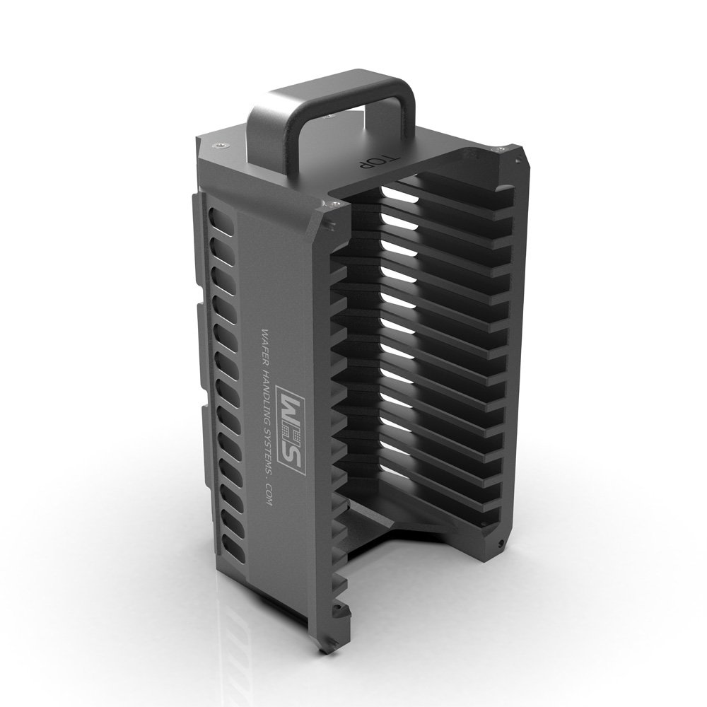 Aluminium harte, klar eloxierte Kassette BI-PITCH | 13 Steckplätze | Griff | Flachschlitz-/Dickwafer (WHS-M1) 76 mm (3") Aluminium harte, klar eloxierte Kassette BI-PITCH | 13 Steckplätze | Griff | Flachschlitz-/Dickwafer (WHS-M1) 76 mm (3")